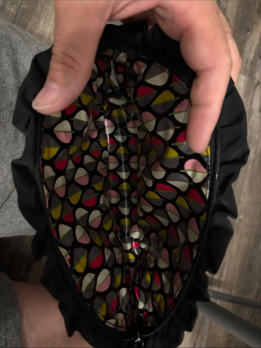 Vera Bradley Quilted Black Ruffle Cosmetic Pouch